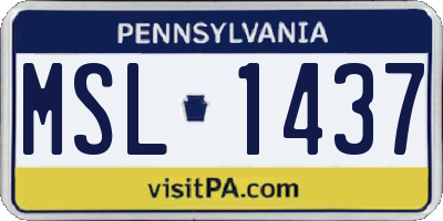 PA license plate MSL1437