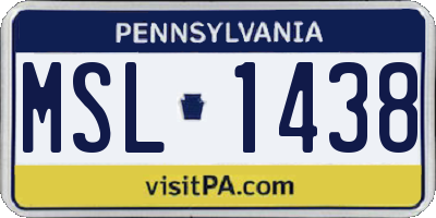 PA license plate MSL1438