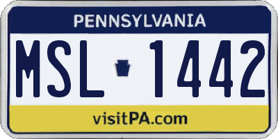 PA license plate MSL1442