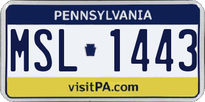 PA license plate MSL1443