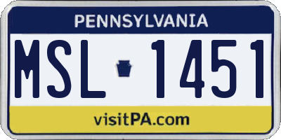 PA license plate MSL1451