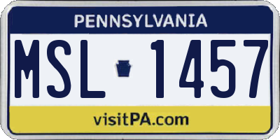 PA license plate MSL1457