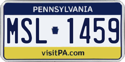 PA license plate MSL1459