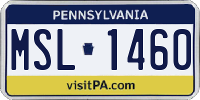 PA license plate MSL1460