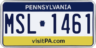 PA license plate MSL1461