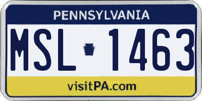 PA license plate MSL1463