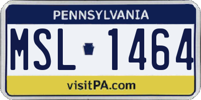 PA license plate MSL1464