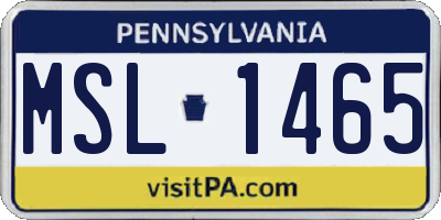 PA license plate MSL1465