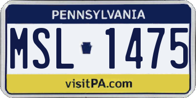 PA license plate MSL1475