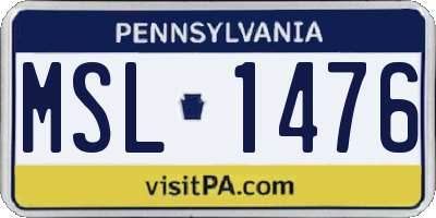 PA license plate MSL1476