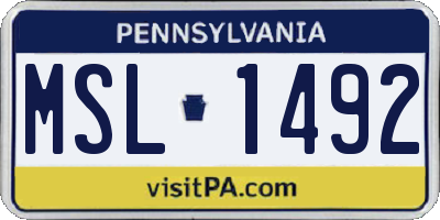 PA license plate MSL1492