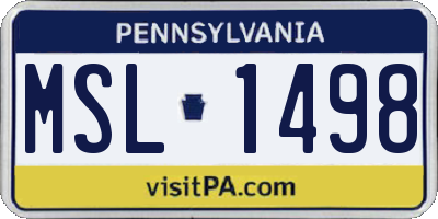 PA license plate MSL1498