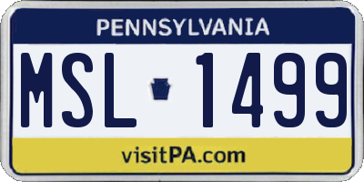 PA license plate MSL1499