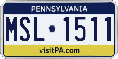 PA license plate MSL1511