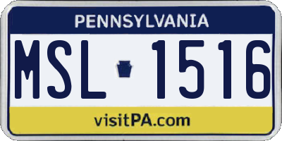 PA license plate MSL1516