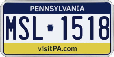 PA license plate MSL1518