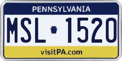 PA license plate MSL1520