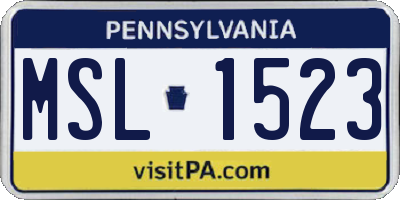 PA license plate MSL1523