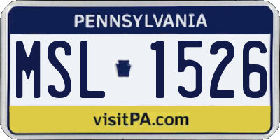 PA license plate MSL1526