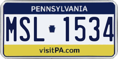 PA license plate MSL1534
