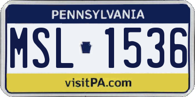 PA license plate MSL1536