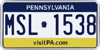 PA license plate MSL1538