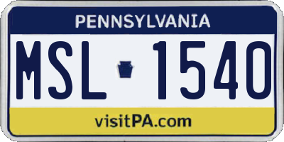 PA license plate MSL1540