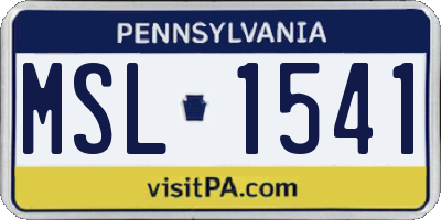PA license plate MSL1541