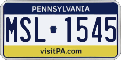 PA license plate MSL1545