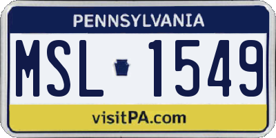 PA license plate MSL1549