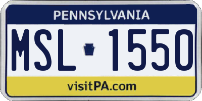 PA license plate MSL1550