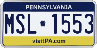 PA license plate MSL1553