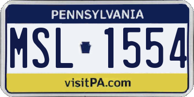 PA license plate MSL1554