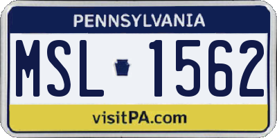 PA license plate MSL1562