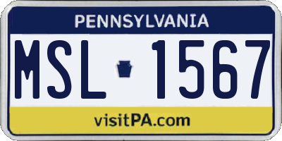 PA license plate MSL1567