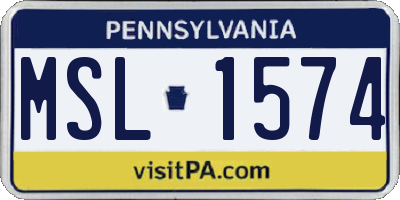 PA license plate MSL1574