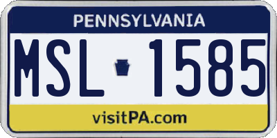 PA license plate MSL1585