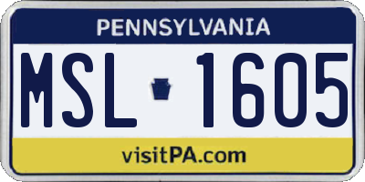 PA license plate MSL1605
