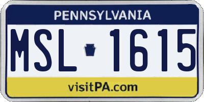 PA license plate MSL1615