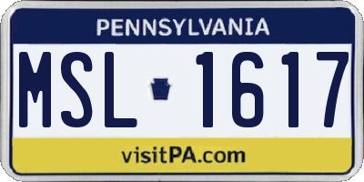 PA license plate MSL1617