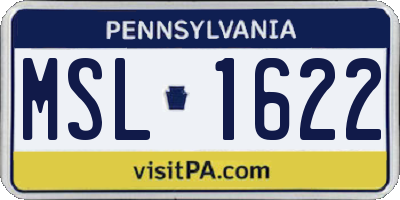 PA license plate MSL1622