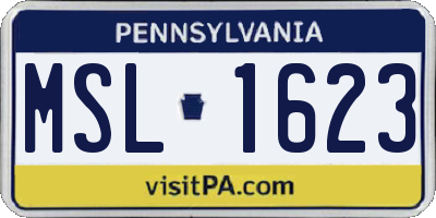 PA license plate MSL1623