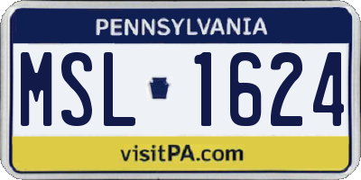 PA license plate MSL1624