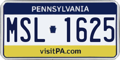 PA license plate MSL1625