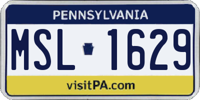PA license plate MSL1629
