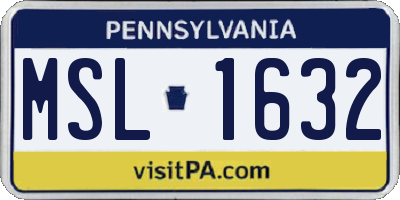 PA license plate MSL1632