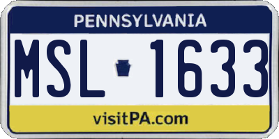 PA license plate MSL1633