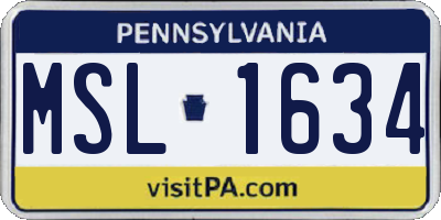 PA license plate MSL1634