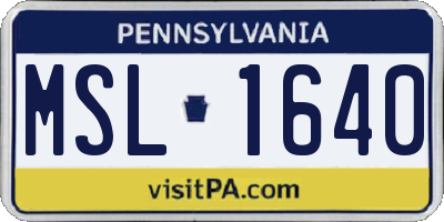PA license plate MSL1640