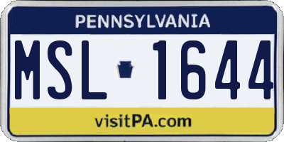 PA license plate MSL1644